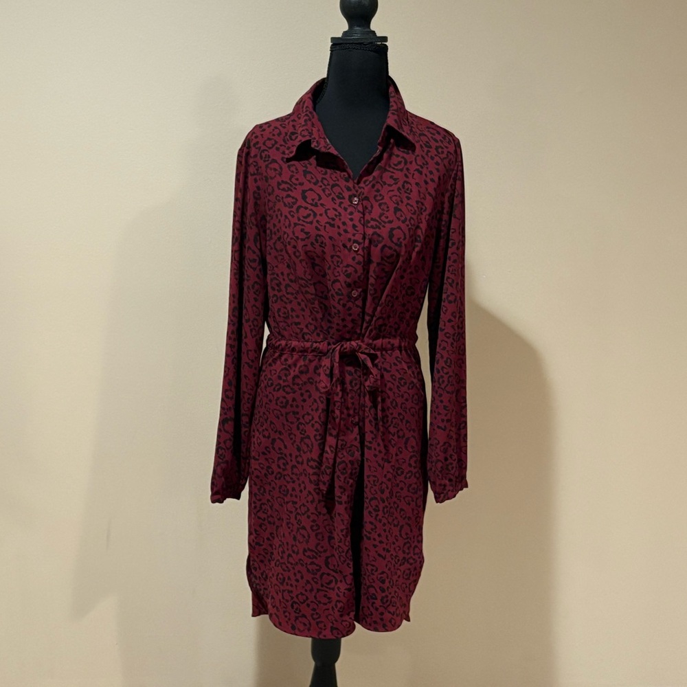 A New Day Burgundy button down Women's Dress sz S